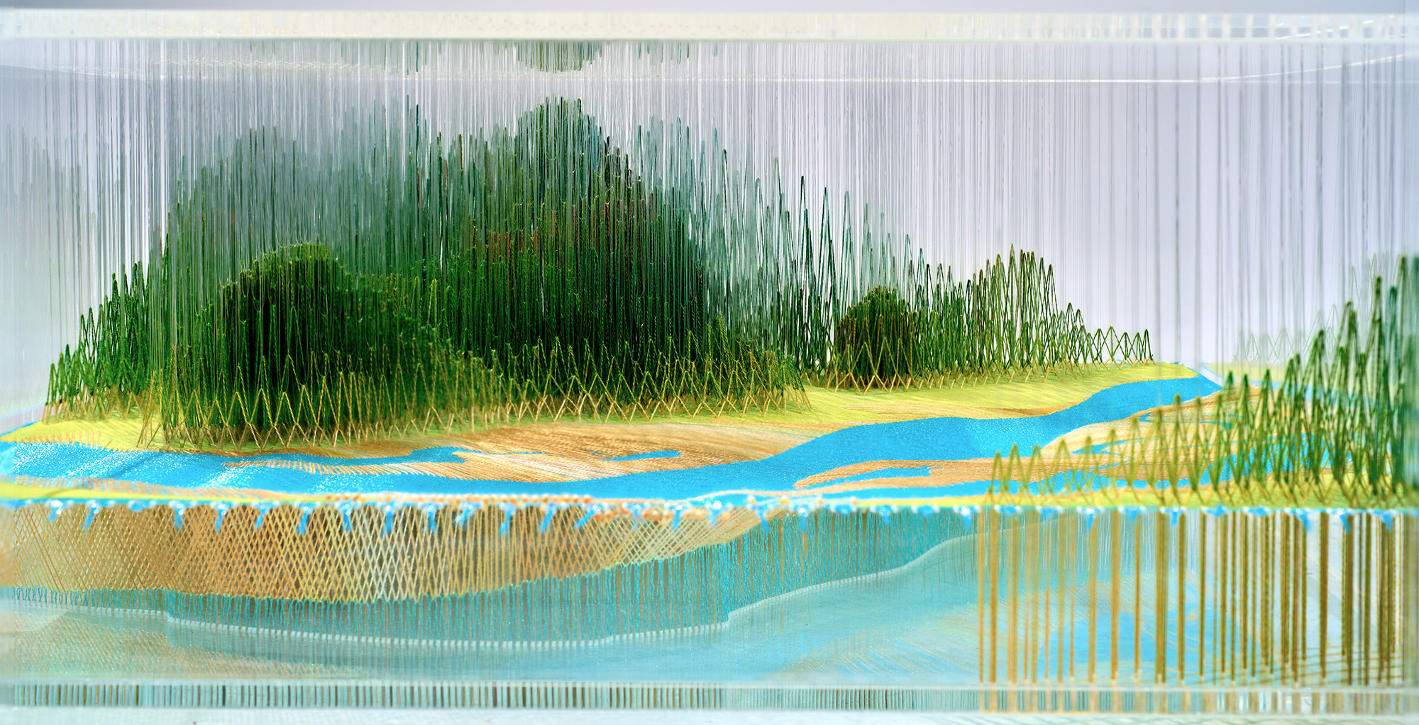 Isobel Currie, Interlaced and Fly Stitch Estuary